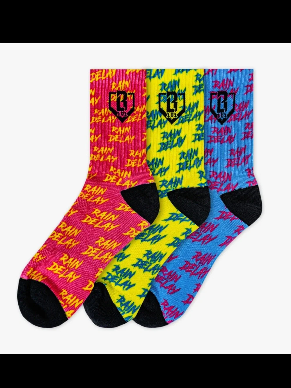 Baseball Lifestyle 101 - Rain Delay - Performance Socks - 3 pack - NWT